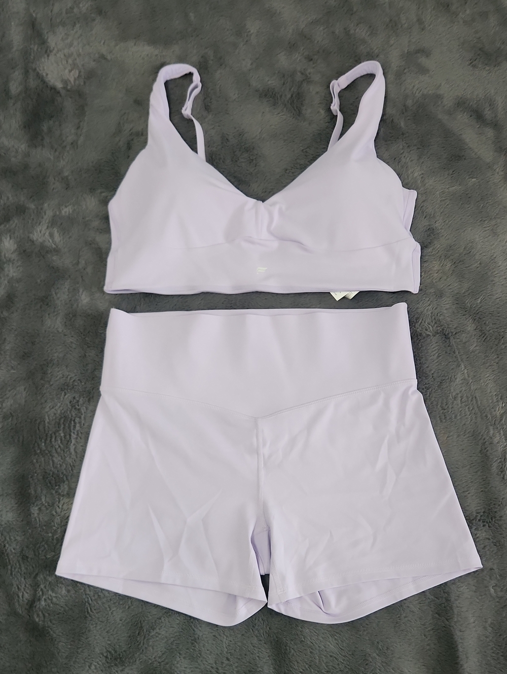 Fabletics Lilac Lotus PureLuxe High-Waisted TLC Short & Longline Low Impact Bra